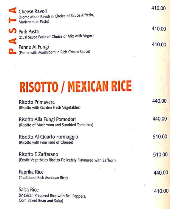 Heritage Kitchen menu