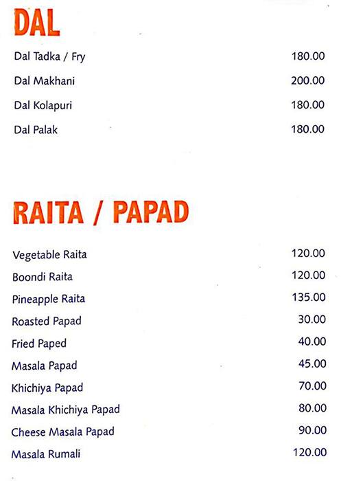 Heritage Kitchen menu