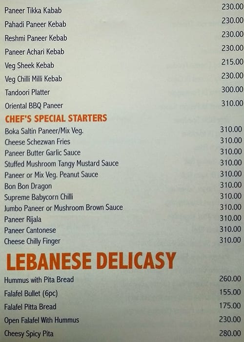 Heritage Kitchen menu