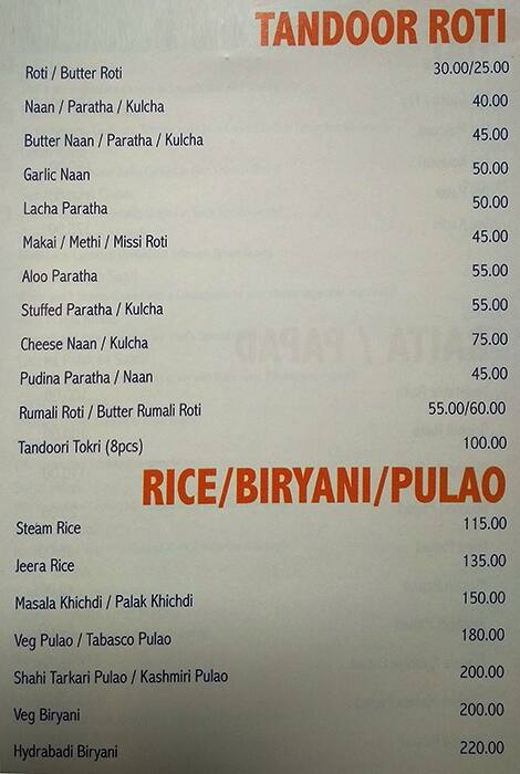 Heritage Kitchen menu