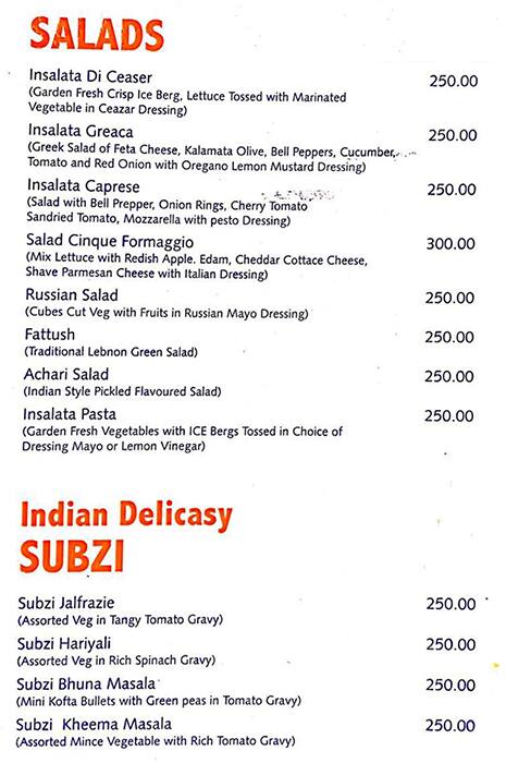 Heritage Kitchen menu