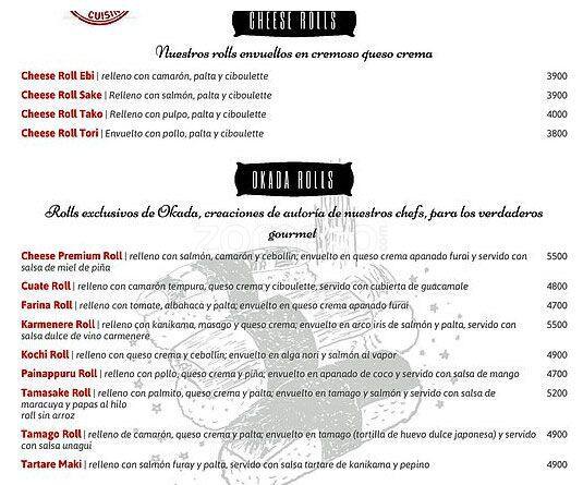 Okada menu
