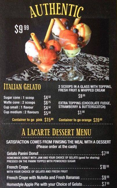 Choco Fruit menu