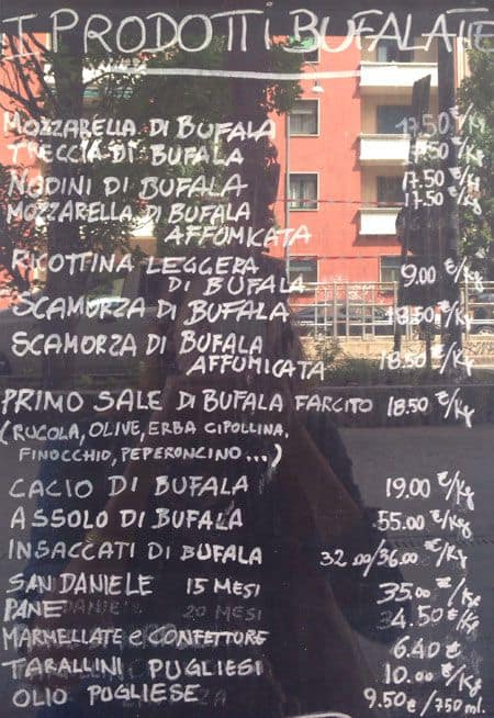 Menu di Bufalatte 