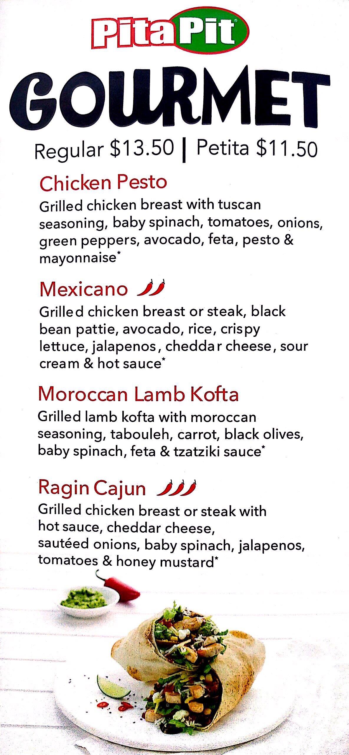 Menu at Pita Pit fast food, Manly West