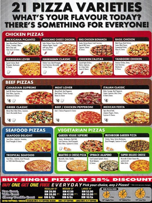 Canadian 2For1 Pizza Menu, Menu for Canadian 2For1 Pizza, Bukit Jalil ...