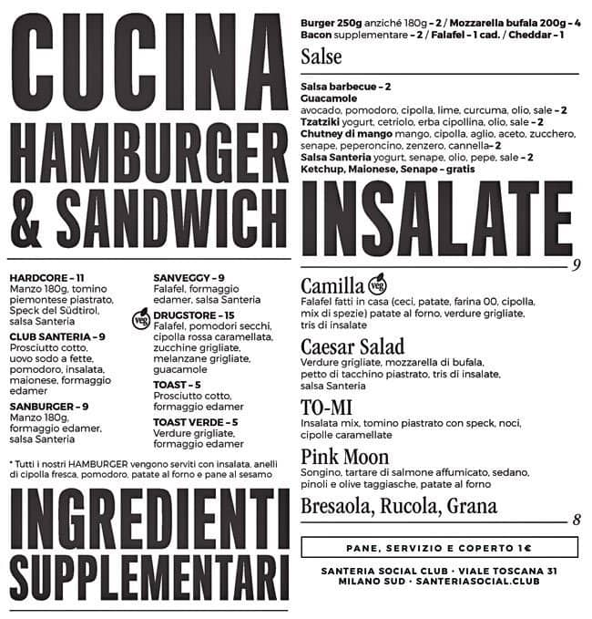 Menu di Santeria Toscana 31 