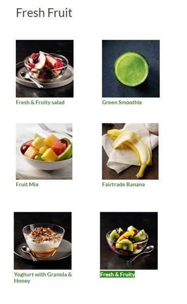 Starbucks Coffee menu