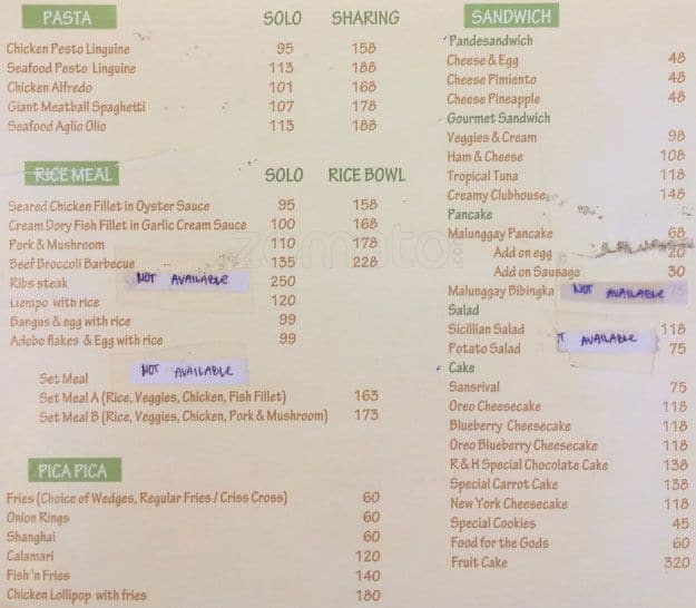 Menu at Roots and Herbs Coffee cafe, Quezon City, 66 Timog Ave