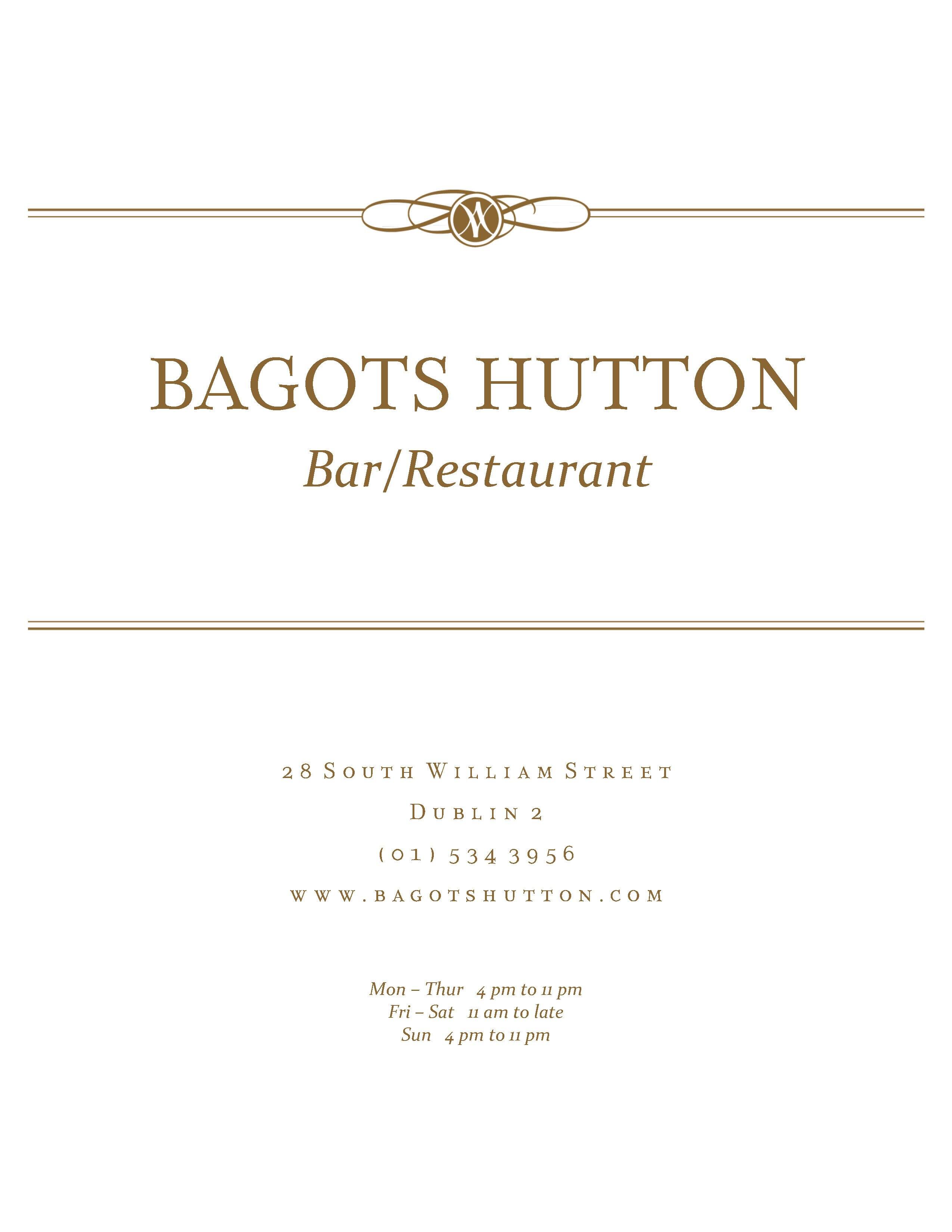 Carta de Bagots Hutton Wine Emporium