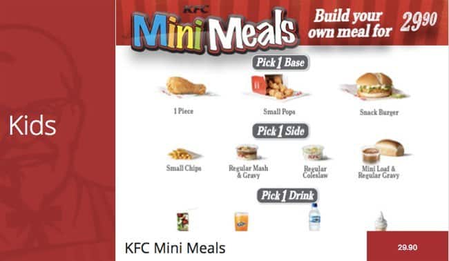 KFC Garden Route Mall menu