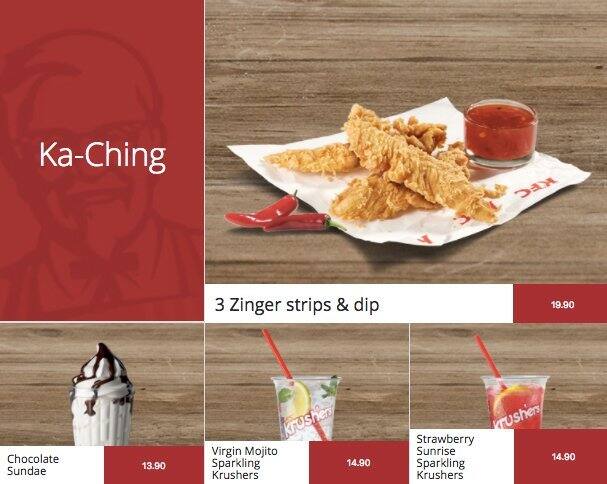 KFC Garden Route Mall menu