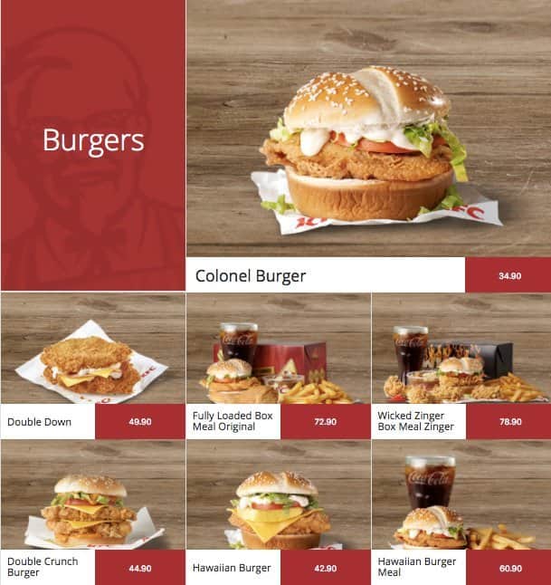 KFC Garden Route Mall menu