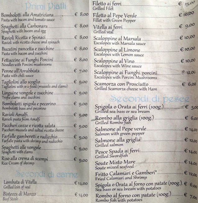 Menu di Pizzeria la Toscanella 