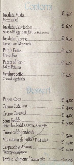 Menu di Pizzeria la Toscanella 