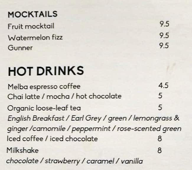 Carta de Overflow Cafe Wine Bar