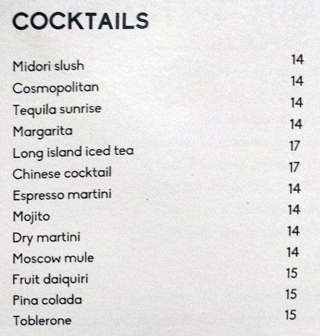 Carta de Overflow Cafe Wine Bar