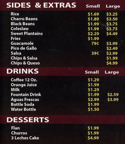 El Pollo Rico menu