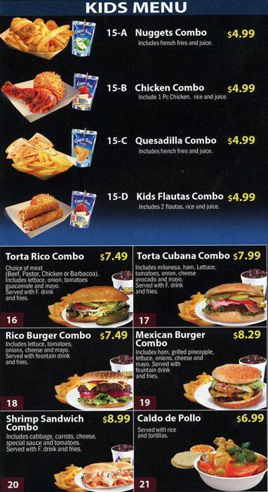 El Pollo Rico menu