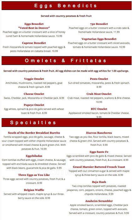 Carta de 730 South Bar & Grill