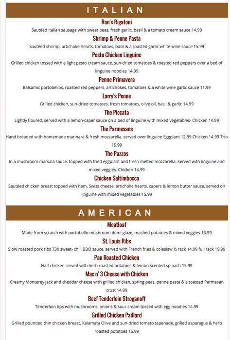 Carta de 730 South Bar & Grill