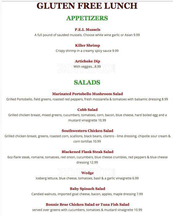 Carta de 730 South Bar & Grill