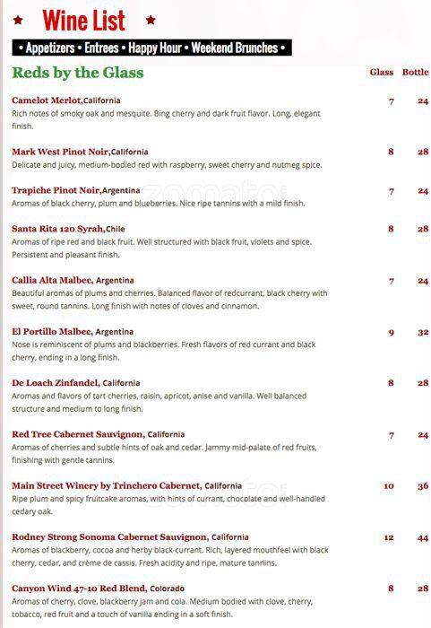 Carta de 730 South Bar & Grill