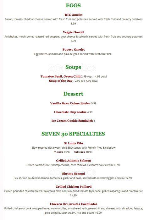 Carta de 730 South Bar & Grill