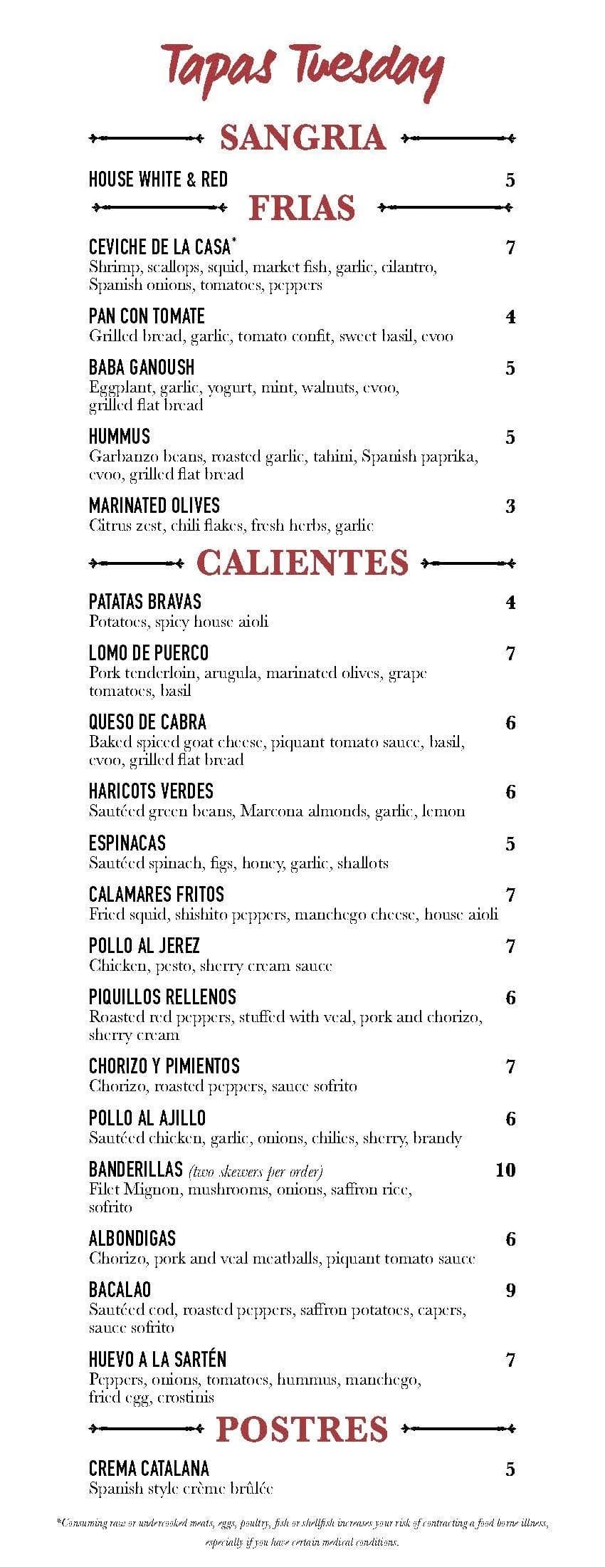 Menu at Ceviche Tapas Bar & Restaurant, Saint Petersburg, 10 Beach Dr NE