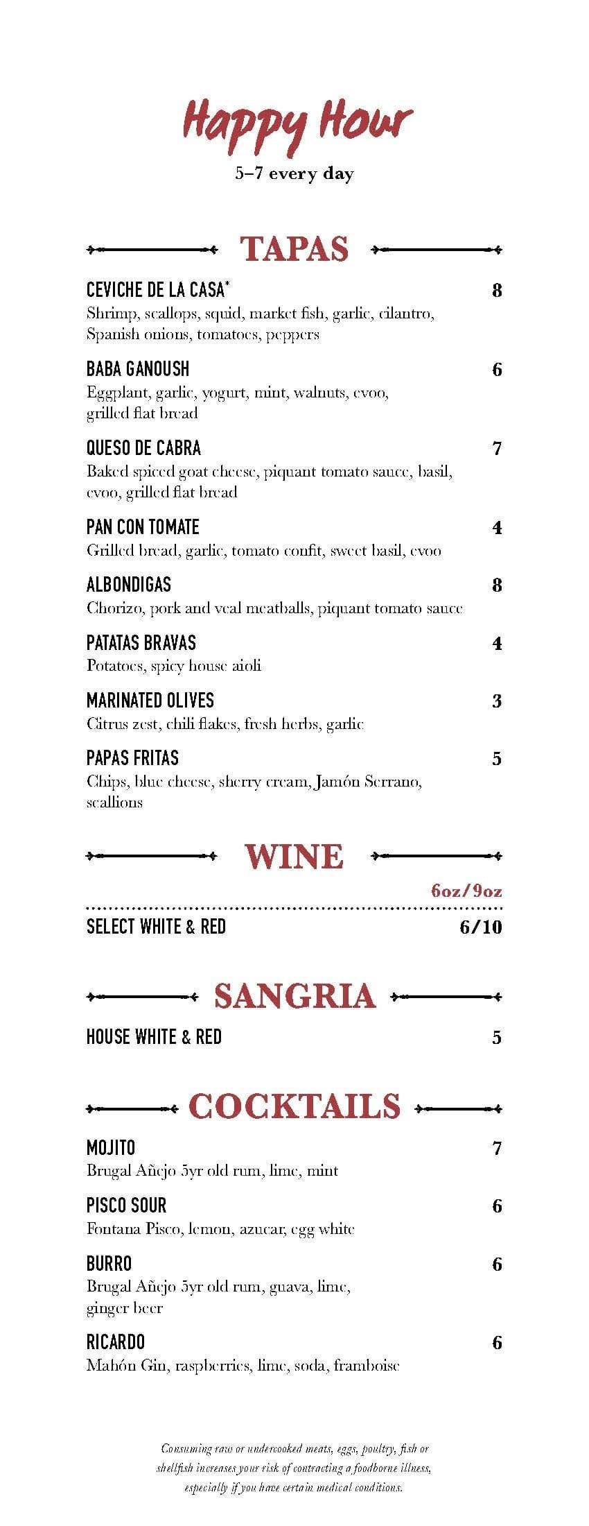 Menu at Ceviche Tapas Bar & Restaurant, Saint Petersburg, 10 Beach Dr NE