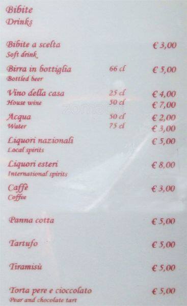 Menu di Ristorante Il Caminetto 