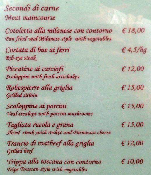 Menu di Ristorante Il Caminetto 