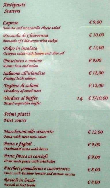 Menu di Ristorante Il Caminetto 
