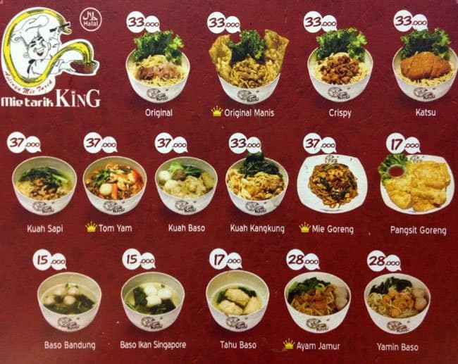 Mie Tarik King Menu, Menu For Mie Tarik King, Buahbatu 