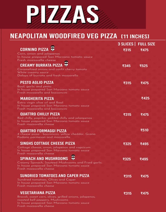 Menu of Mr. Singh Pizzeria, Rajouri Garden, New Delhi