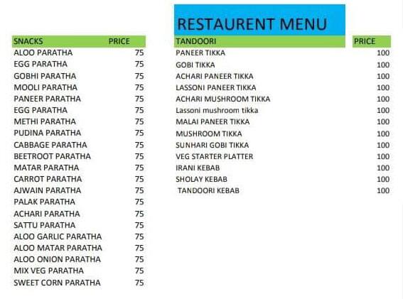Menu of Desi Paratha, Sigma 2, Greater Noida