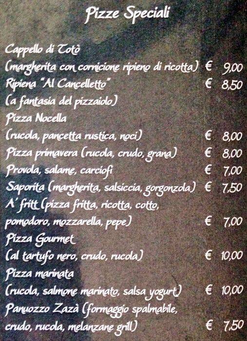 Menu di Ristorante Al Cancelletto 