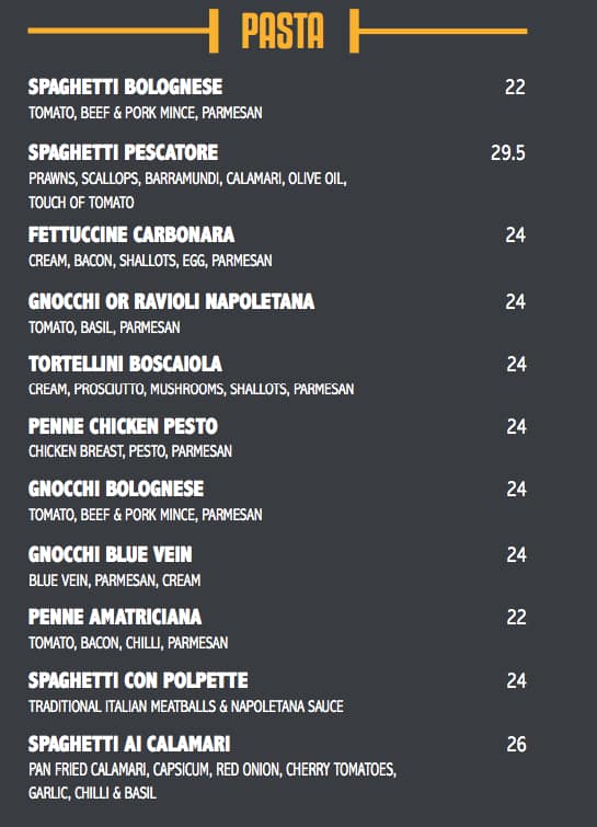 Menu at Arrivederci restaurant, Milton