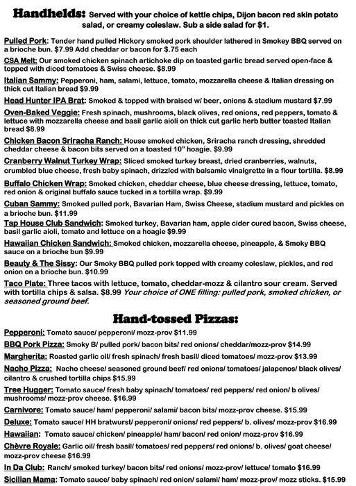 Menu at Fat Head's Brewery restaurant, Middleburg Heights