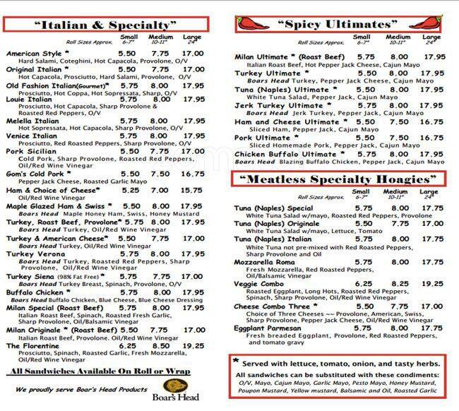 Timmy D's Deli Menu, Menu for Timmy D's Deli, Fox Chase, Philadelphia