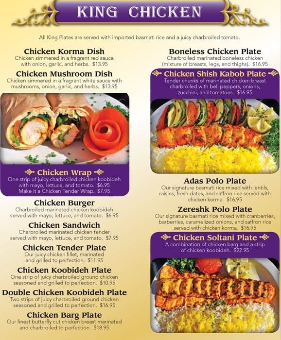 Menu At King Kabob Restaurant Lake Elsinore