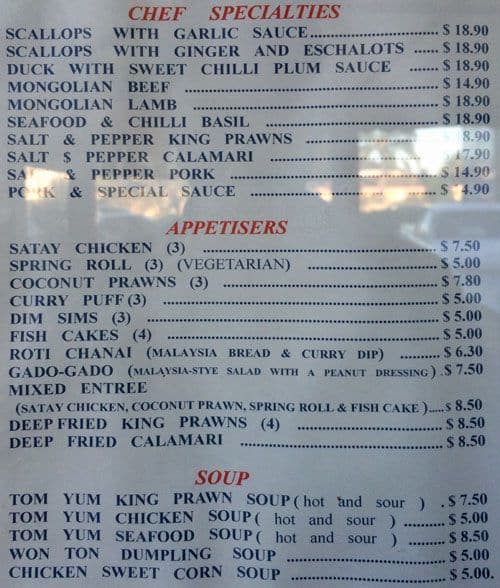 Menu at Mr Chow Authentic Asian Cuisine restaurant, Runaway Bay Menu at Mr Chow Authentic Asian Cuisine restaurant, Runaway Bay