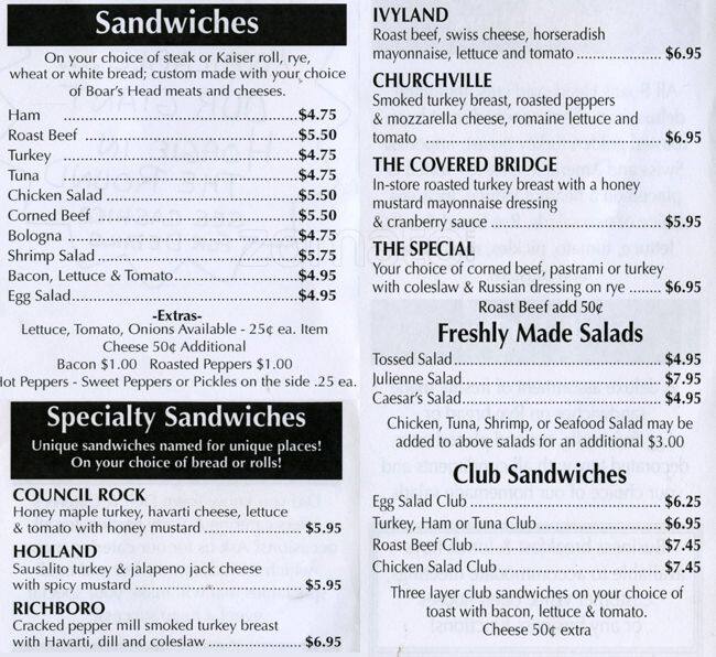 towne deli menu menu for towne deli richboro bucks county the works in richboro