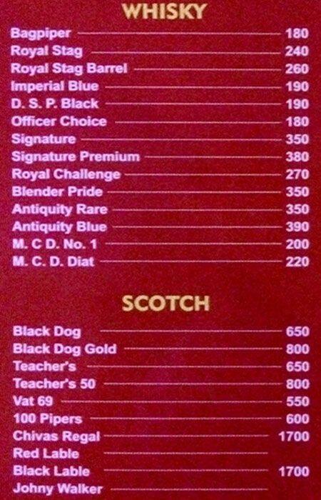 S P DHABA menu