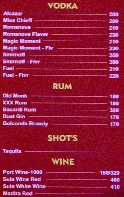 S P DHABA menu