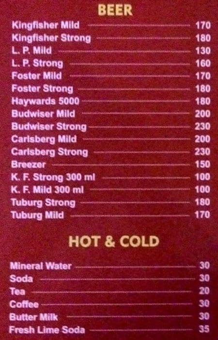 S P DHABA menu