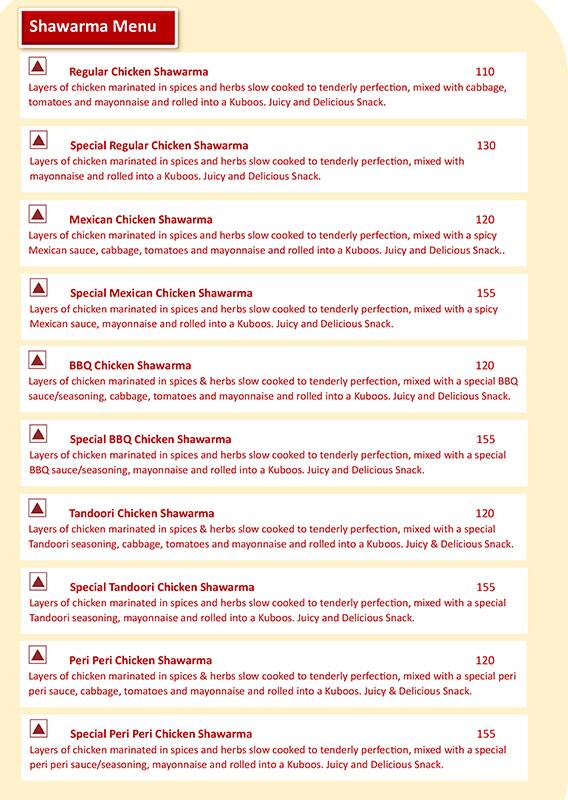 Menu of The Biriyani, Shawarma & Barbeque House, Navallur, Chennai