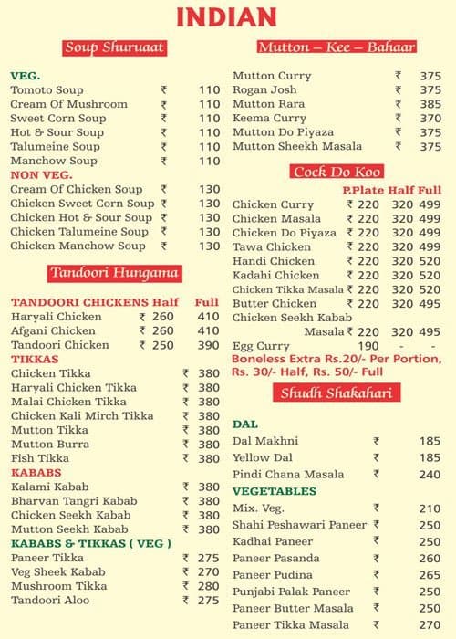 Chef's BarBeQue Menu, Menu for Chef's BarBeQue, Sector 39, Noida