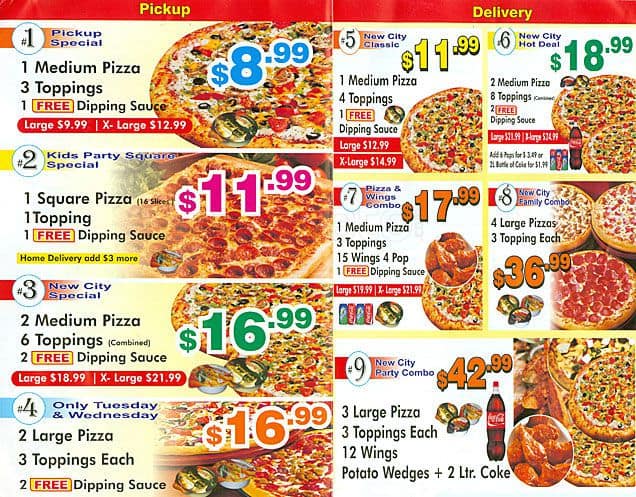 New City Pizza Menu, Menu for New City Pizza, Brampton, Toronto