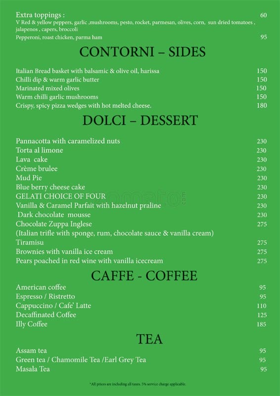 Menu at Pesto Pesto, Pune, No 37 3 Onyx Tower 12th Floor North Main Road
